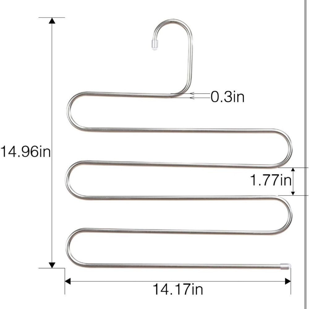 8-Pack Silver Stainless Steel S-Hangers Space-Saving,Closet Organizer